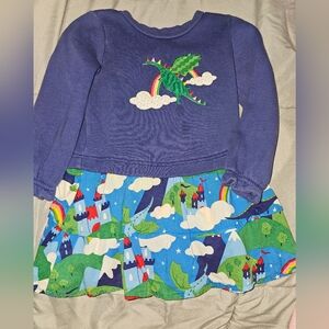 Kids Dragon  Dress with Castle Print